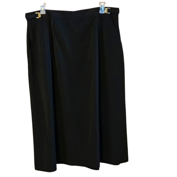Bedford Fair Lifestyles Vintage 80s 90s Women's 22 Solid Black Maxi Skirt - Picture 1 of 14